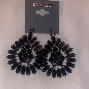 Express Black and Silver tone Geometric Earrings